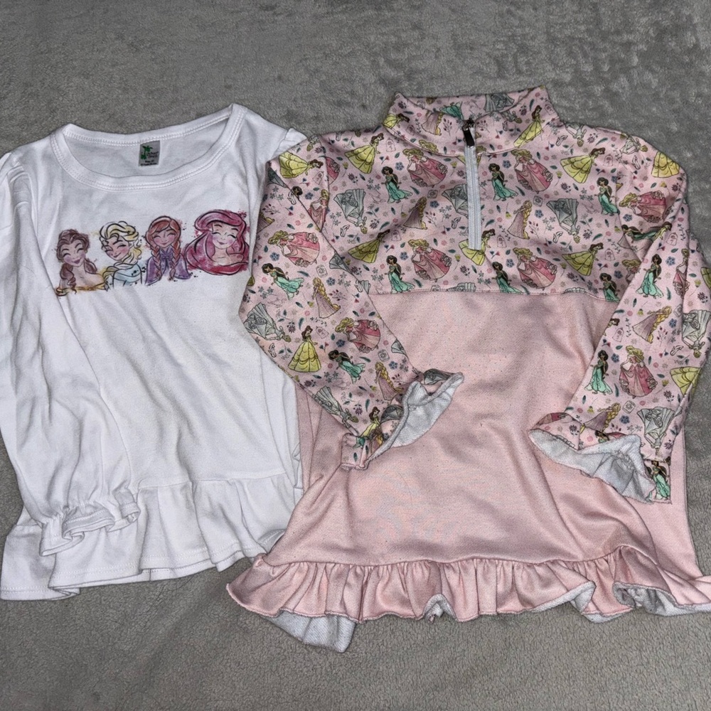 Girls' White and Pink Ruffle Tops